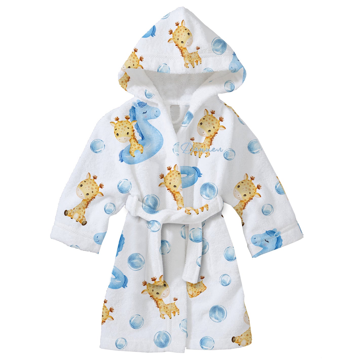 Детско Халатче "Жирафче" - синьо